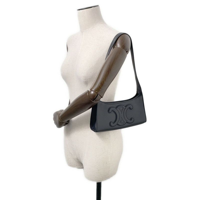 セリーヌ ショルダーバッグ キュイル トリオンフ レザー 198153DU3.38NO CELINE ワンショルダー 黒