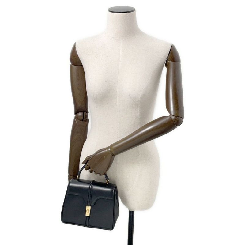 セリーヌ ハンドバッグ セーズ ミニ 16 カーフスキン 197983BEY CELINE バッグ 2wayショルダーバッグ 黒