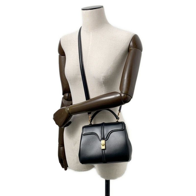 セリーヌ ハンドバッグ セーズ ミニ 16 カーフスキン 197983BEY CELINE バッグ 2wayショルダーバッグ 黒