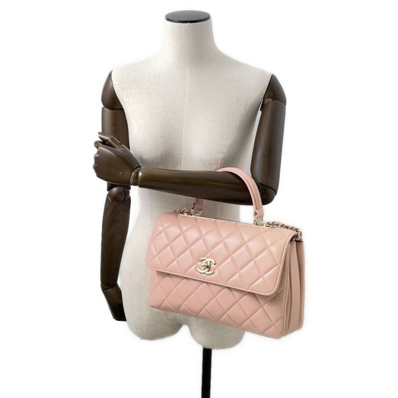 シャネル ハンドバッグ トレンディCC トップハンドル マトラッセ ココマーク ラムスキン A69923 CHANEL 2wayチェーンショルダー