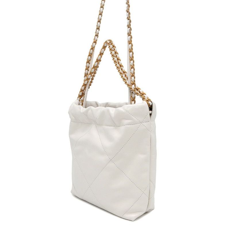 シャネル ハンドバッグ CHANEL 22 ミニ ココマーク シャイニーカーフレザー AS3980 CHANEL 2wayショルダーバッグ 白