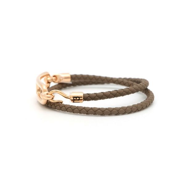 エルメス ブレスレット ルリ ドゥブルトゥール エトゥープ/ピンクゴールド金具 スイフト サイズT3