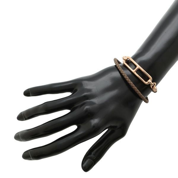 エルメス ブレスレット ルリ ドゥブルトゥール エトゥープ/ピンクゴールド金具 スイフト サイズT3