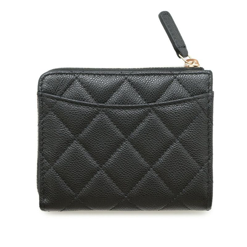 シャネル コインケース マトラッセ ココマーク L字ファスナー キャビアスキン AP3999 財布 カードケース 黒