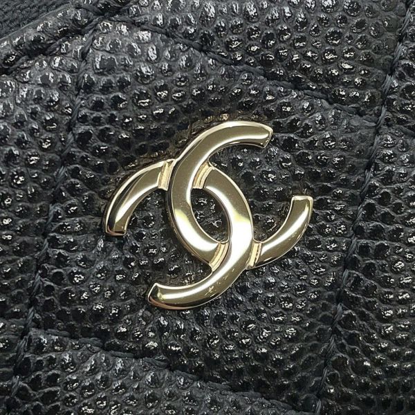 シャネル コインケース マトラッセ ココマーク L字ファスナー キャビアスキン AP3999 財布 カードケース 黒