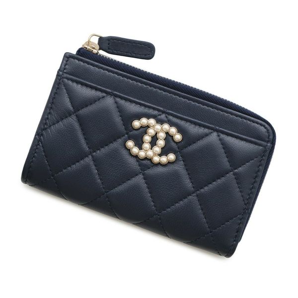 シャネル カードケース マトラッセ ココマーク フェイクパール ラムスキン AP3816 フラグメントケース コインケース