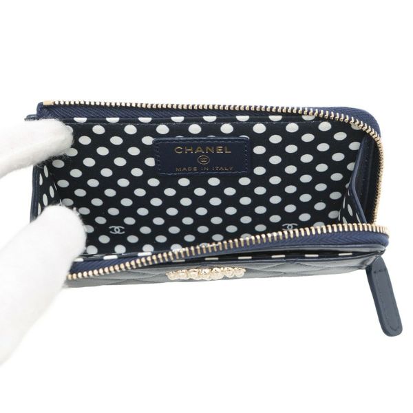 シャネル カードケース マトラッセ ココマーク フェイクパール ラムスキン AP3816 フラグメントケース コインケース