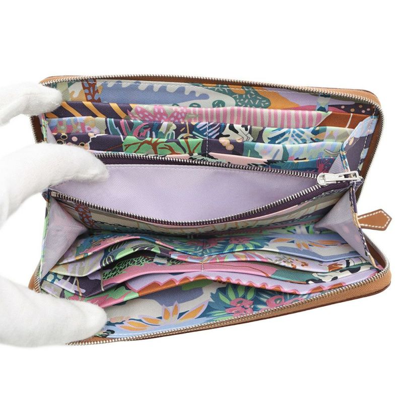 エルメス 長財布 アザップロング シルクイン ゴールド/シルバー金具 エプソン K刻印 HERMES 財布