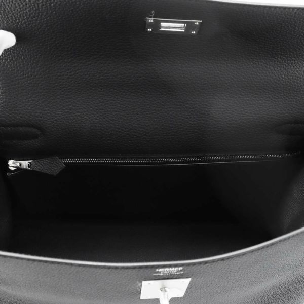 エルメス ハンドバッグ ケリー32 内縫い ブラック/シルバー金具 トゴ B刻印 HERMES 2way 黒