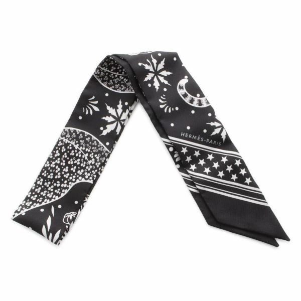 エルメス スカーフ ツイリー レオパード バンダナ Les Leopards Bandana 2019年春夏コレクション 黒 白