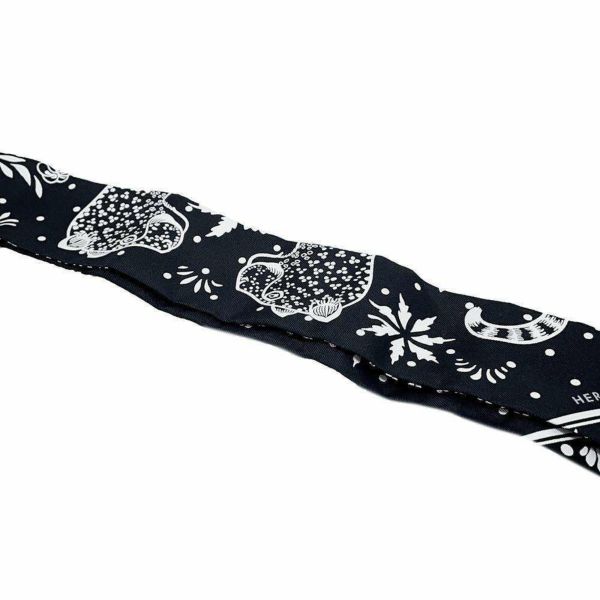 エルメス スカーフ ツイリー レオパード バンダナ Les Leopards Bandana 2019年春夏コレクション 黒 白