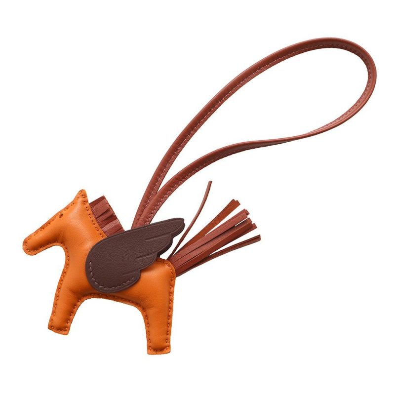 エルメス バッグチャーム ロデオPM ペガサス パンデピス/シエンヌ/モカ ラムスキン W刻印