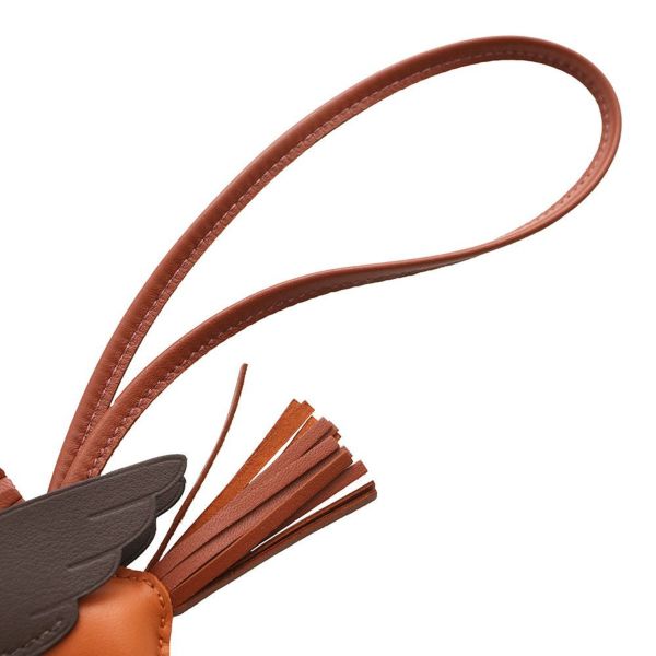 エルメス バッグチャーム ロデオPM ペガサス パンデピス/シエンヌ/モカ ラムスキン W刻印