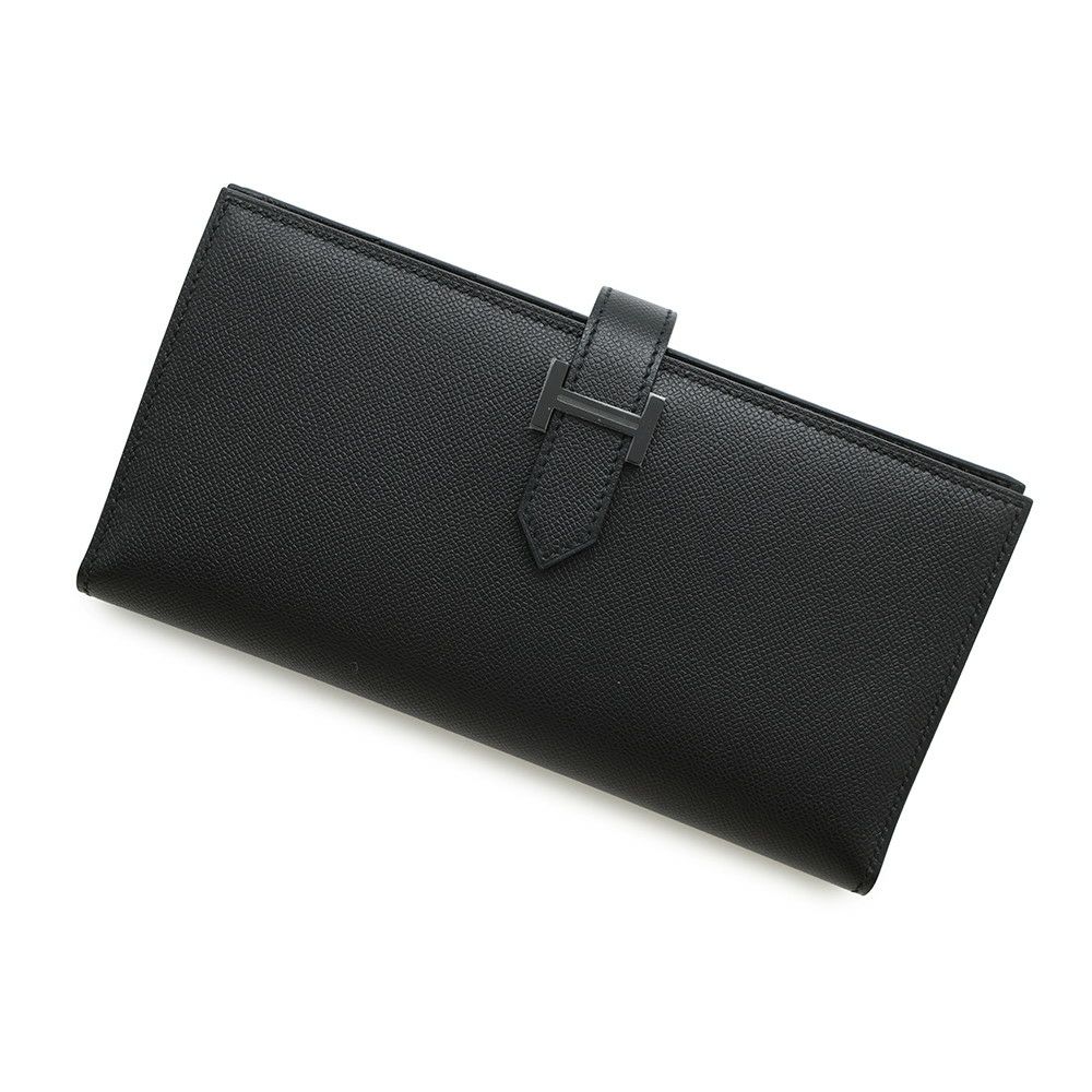 エルメス 長財布 ベアンスフレ ブラック/モノクローム金具 ヴォーマダム K刻印 HERMES 財布 黒