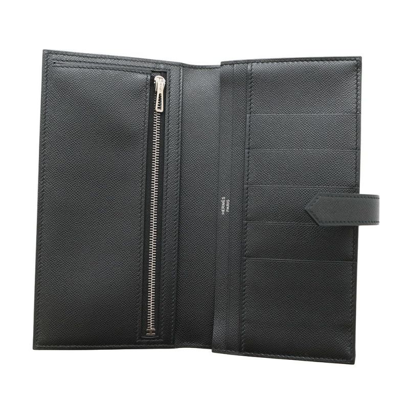 エルメス 長財布 ベアンスフレ ブラック/モノクローム金具 ヴォーマダム K刻印 HERMES 財布 黒