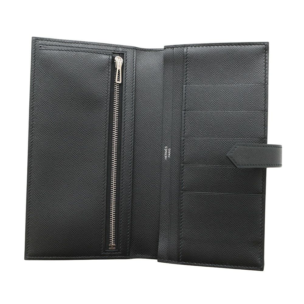 エルメス 長財布 ベアンスフレ ブラック/モノクローム金具 ヴォーマダム K刻印 HERMES 財布 黒