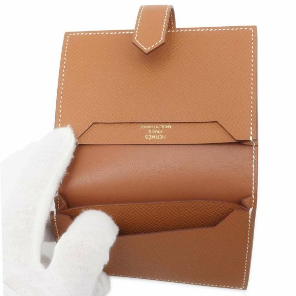 エルメス カードケース ベアン ゴールド/ゴールド金具 ヴォーエプソン U刻印 HERMES 財布