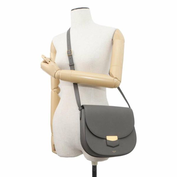 極美品✨セリーヌ エキゾチックレザー トロッター　ミディアム ショルダーバッグ CELINE セリーヌ トロッター ショルダーバッグ レザー ネイビー