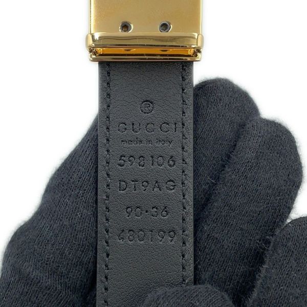グッチ ベルト インターロッキングG スリムベルト サイズ90 598106 GUCCI 黒