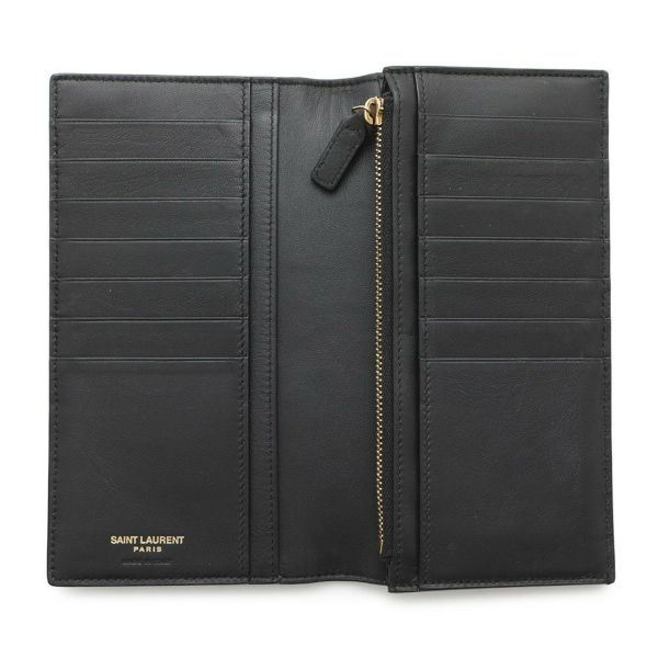 サンローランパリ 長財布 タイニーカサンドラ コンチネンタルウォレット クロコ型押しレザー 607746 黒