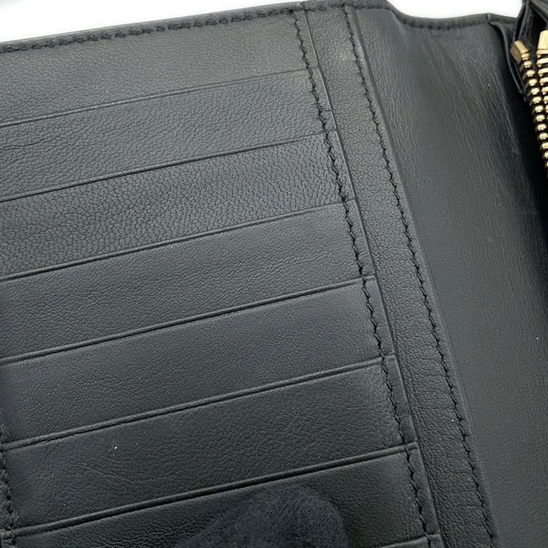 サンローランパリ 長財布 タイニーカサンドラ コンチネンタルウォレット クロコ型押しレザー 607746 黒