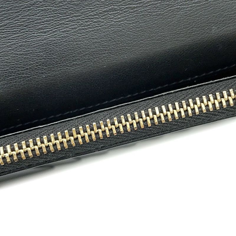 サンローランパリ 長財布 タイニーカサンドラ コンチネンタルウォレット クロコ型押しレザー 607746 黒