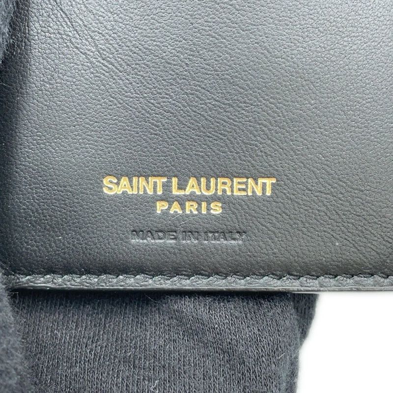 サンローランパリ 長財布 タイニーカサンドラ コンチネンタルウォレット クロコ型押しレザー 607746 黒