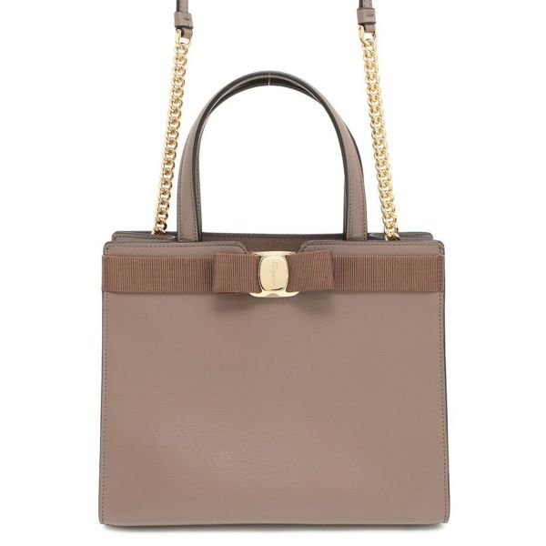 フェラガモ ハンドバッグ ヴァラ トップハンドル スプリットカーフレザー 21I290 Ferragamo 2way ブラウン