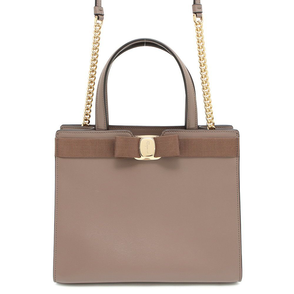 フェラガモ ハンドバッグ ヴァラ トップハンドル スプリットカーフレザー 21I290 Ferragamo 2way ブラウン