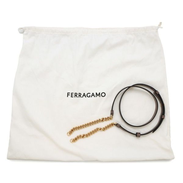 フェラガモ ハンドバッグ ヴァラ トップハンドル スプリットカーフレザー 21I290 Ferragamo 2way ブラウン