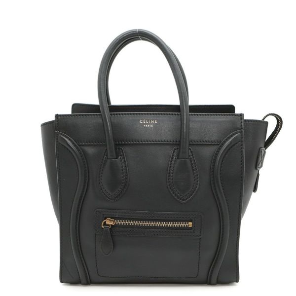 CELINE ブラック レザーバッグ セリーヌ ハンドバッグ ラゲージ マイクロショッパー レザー