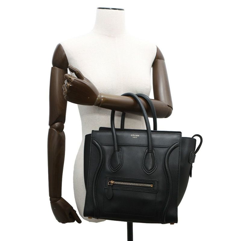 セリーヌ ハンドバッグ ラゲージ マイクロショッパー レザー 167793 CELINE 黒