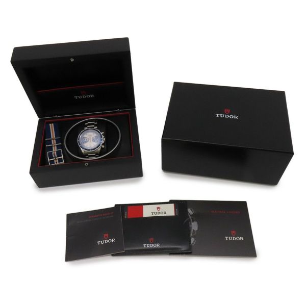 チュードル ヘリテージ クロノグラフ 70330B TUDOR チューダー 腕時計 オパライン/ブルー文字盤