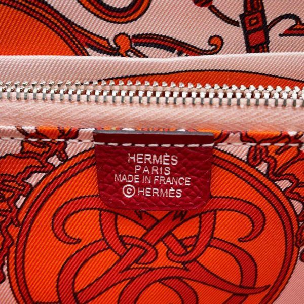 エルメス 長財布 アザップロング シルクイン ルージュグレナ/シルバー金具 ヴォーエプソン X刻印 HERMES 財布