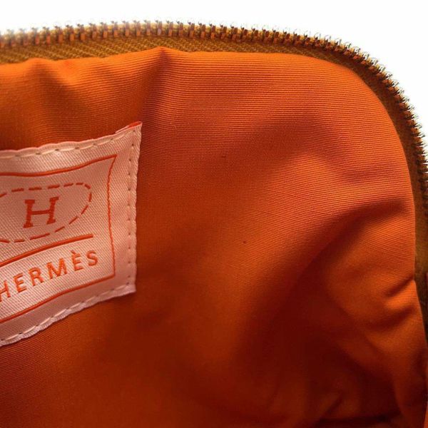 エルメス ポーチ ボリードポーチ ミニミニ オークル/シルバー金具 コットン HERMES 100周年限定