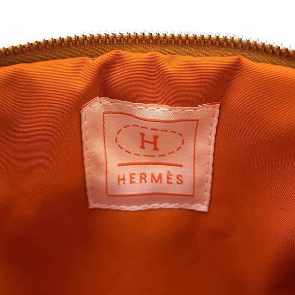 エルメス ポーチ ボリードポーチ ミニミニ オークル/シルバー金具 コットン HERMES 100周年限定