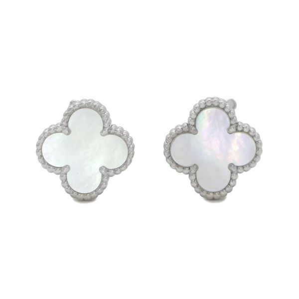 ヴァンクリーフ&アーペル ピアス ヴィンテージ アルハンブラ イヤリング マザーオブパール K18WGホワイトゴールド VCARF48600