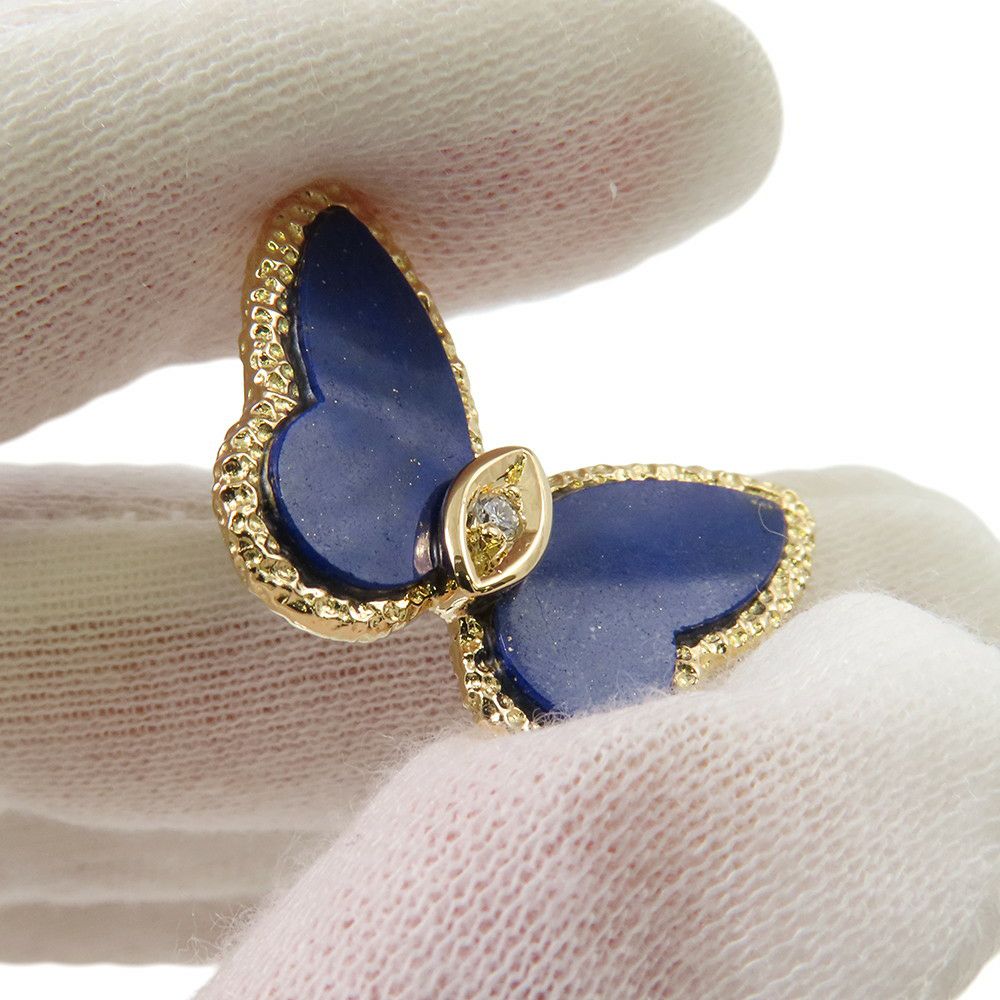 ヴァンクリ ネックレス ラッキー アルハンブラ パピヨン ペンダント ラピスラズリ ダイヤ 1P 0.03ct K18YG