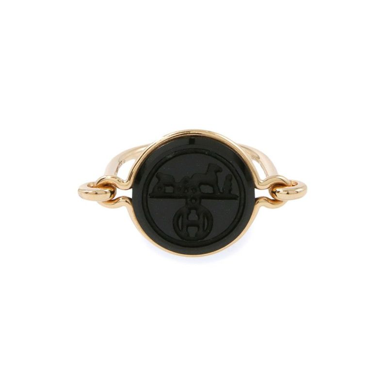 エルメス リング エクスリブリス リング ブラックジェイド 1P 5.42ct K18PGピンゴールド リングサイズ52 HERMES 指輪