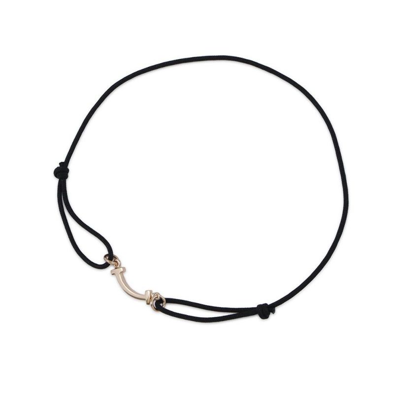 ティファニー ブレスレット Tスマイル K18PGピンクゴールド オンライン限定 71393968 Tiffany&Co. ブラックコード