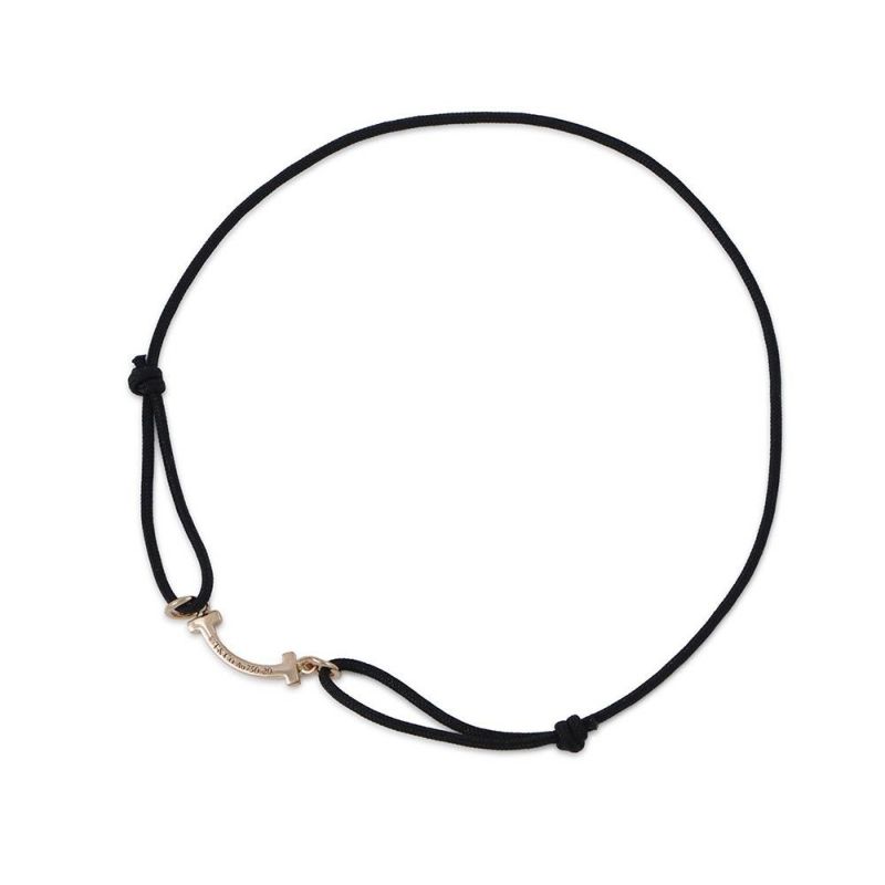 ティファニー ブレスレット Tスマイル K18PGピンクゴールド オンライン限定 71393968 Tiffany&Co. ブラックコード