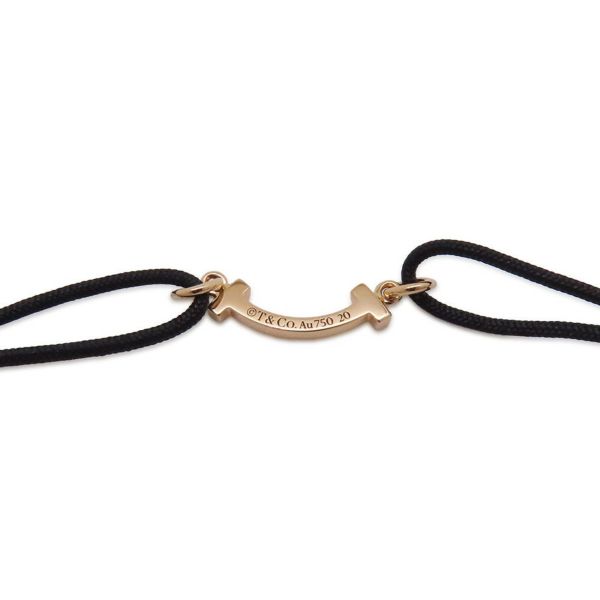 ティファニー ブレスレット Tスマイル K18PGピンクゴールド オンライン限定 71393968 Tiffany&Co. ブラックコード