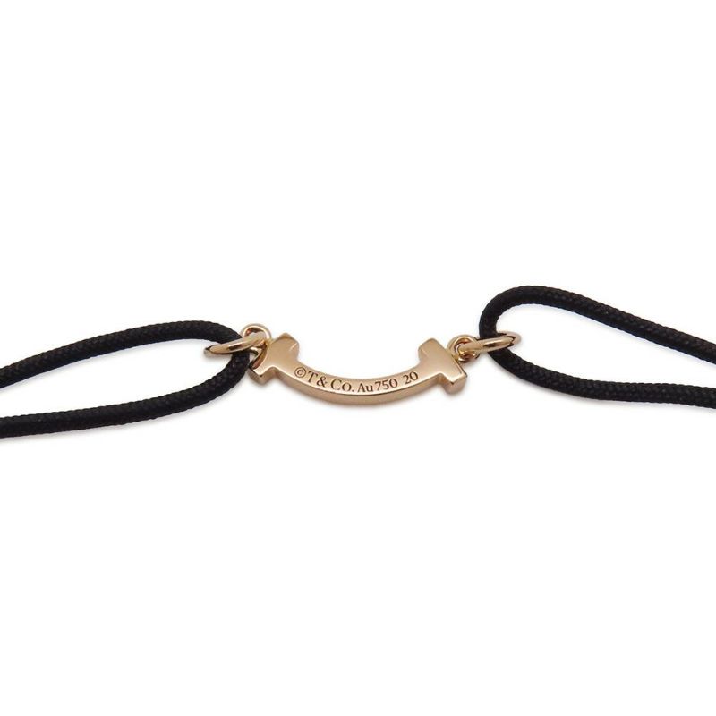 ティファニー ブレスレット Tスマイル K18PGピンクゴールド オンライン限定 71393968 Tiffany&Co. ブラックコード