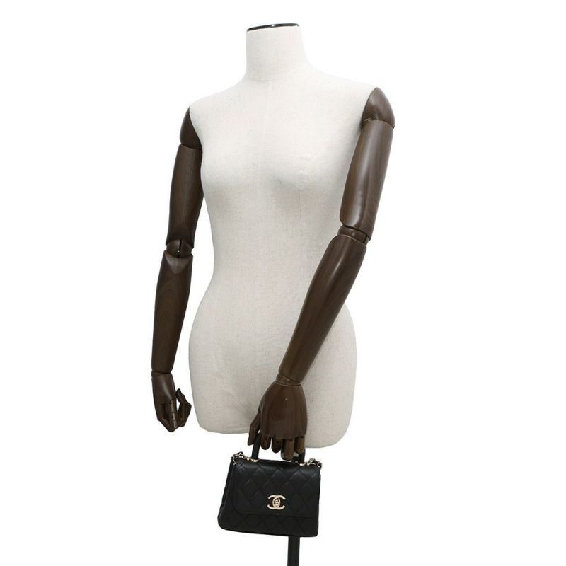 シャネル ハンドバッグ マトラッセ ココハンドル ミニミニ キャビアスキン AP4244 2wayチェーンショルダーバッグ 黒