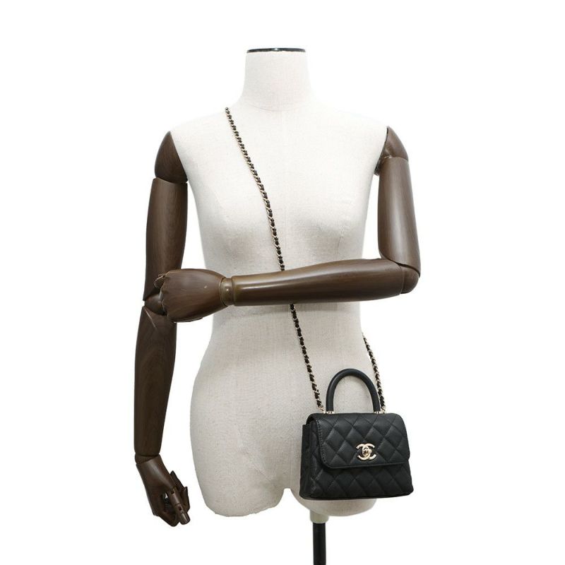 シャネル ハンドバッグ マトラッセ ココハンドル ミニミニ キャビアスキン AP4244 2wayチェーンショルダーバッグ 黒