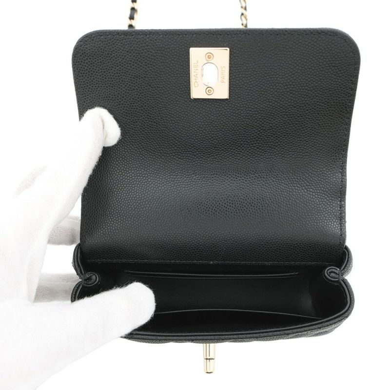 シャネル ハンドバッグ マトラッセ ココハンドル ミニミニ キャビアスキン AP4244 2wayチェーンショルダーバッグ 黒