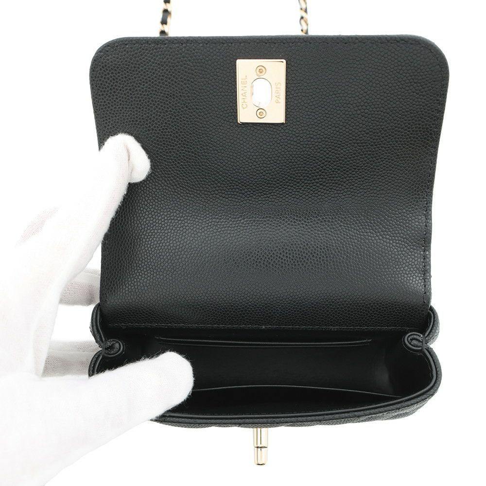 シャネル ハンドバッグ マトラッセ ココハンドル ミニミニ キャビアスキン AP4244 2wayチェーンショルダーバッグ 黒
