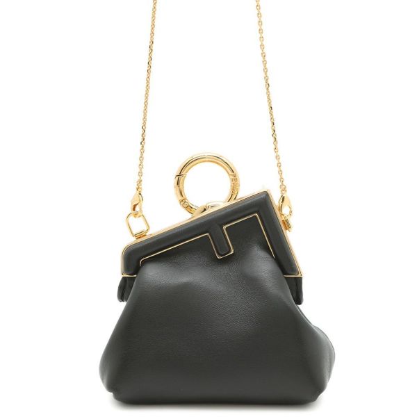 フェンディ チェーンウォレット ファースト ナノ チャーム ラムスキン 7AS051 FENDI コインケース 2way 黒
