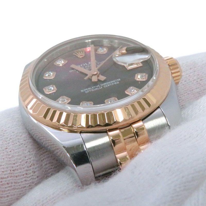 ロレックス デイトジャスト SS/K18PG エバーローズゴールド 179171NG ブラックシェル文字盤 10PD