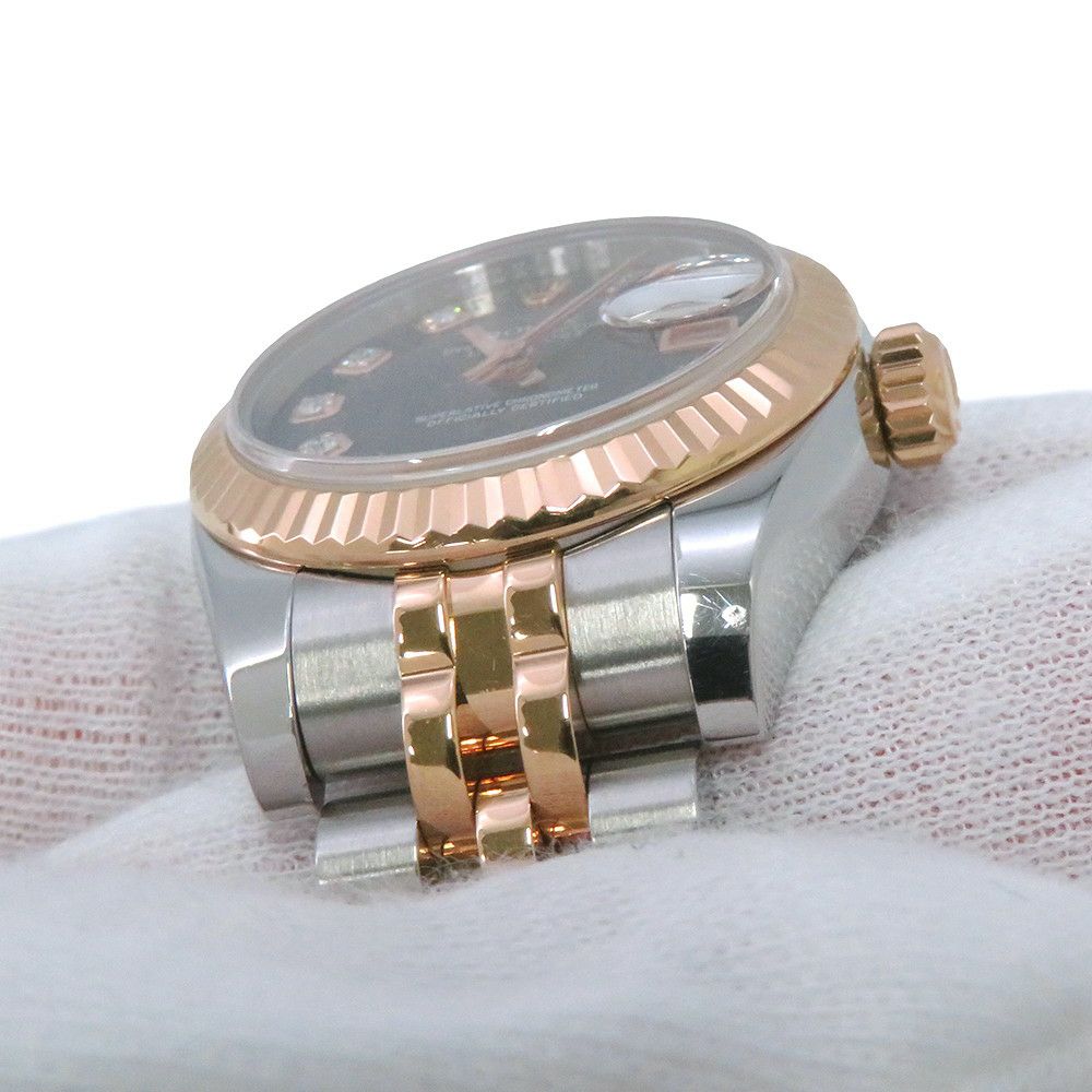 ロレックス デイトジャスト SS/K18PG エバーローズゴールド 179171NG ブラックシェル文字盤 10PD